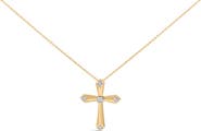 Haus of Brilliance Gold Vermeil Diamond Accent 5 Point Cross Pendant Necklace