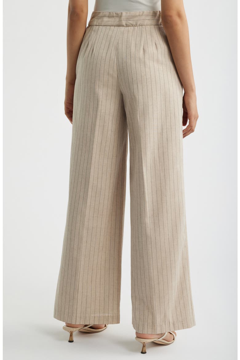 Pinstripe Wide Leg Pants, Alternate, color, DUNE ESPRESSO