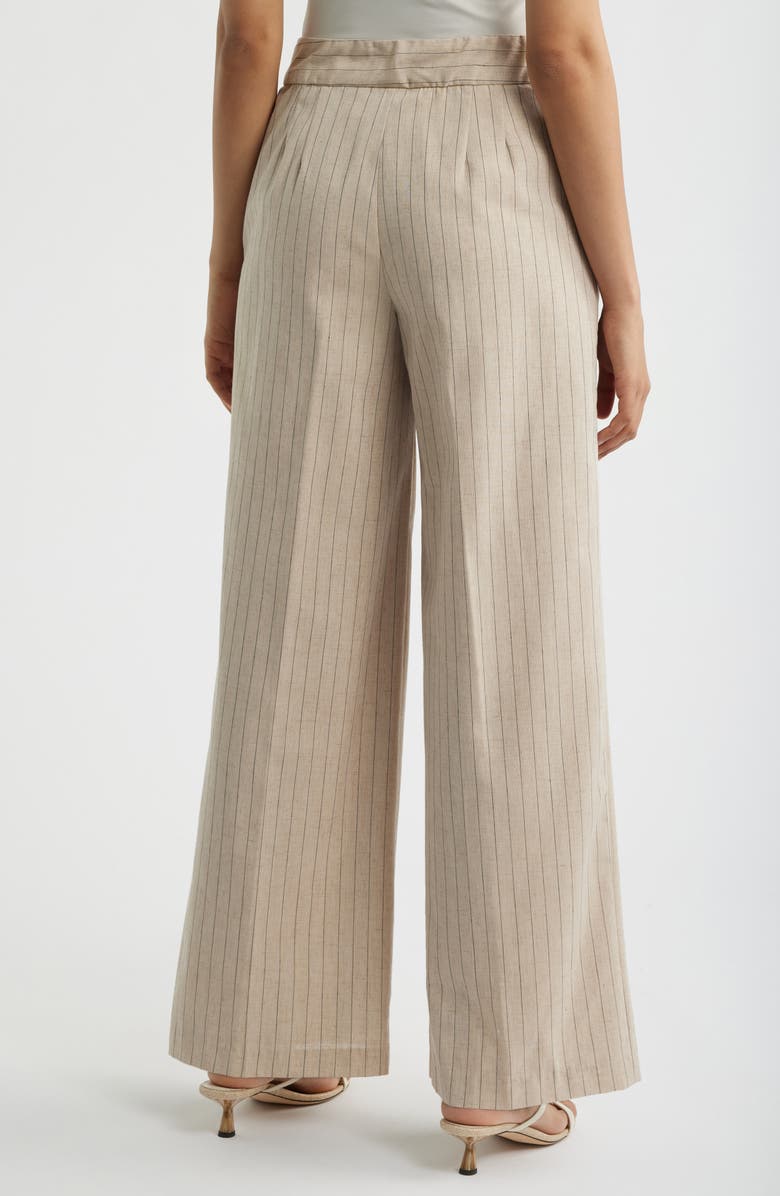 Tahari ASL Pinstripe Wide Leg Pants, Alternate, color, Dune Espresso