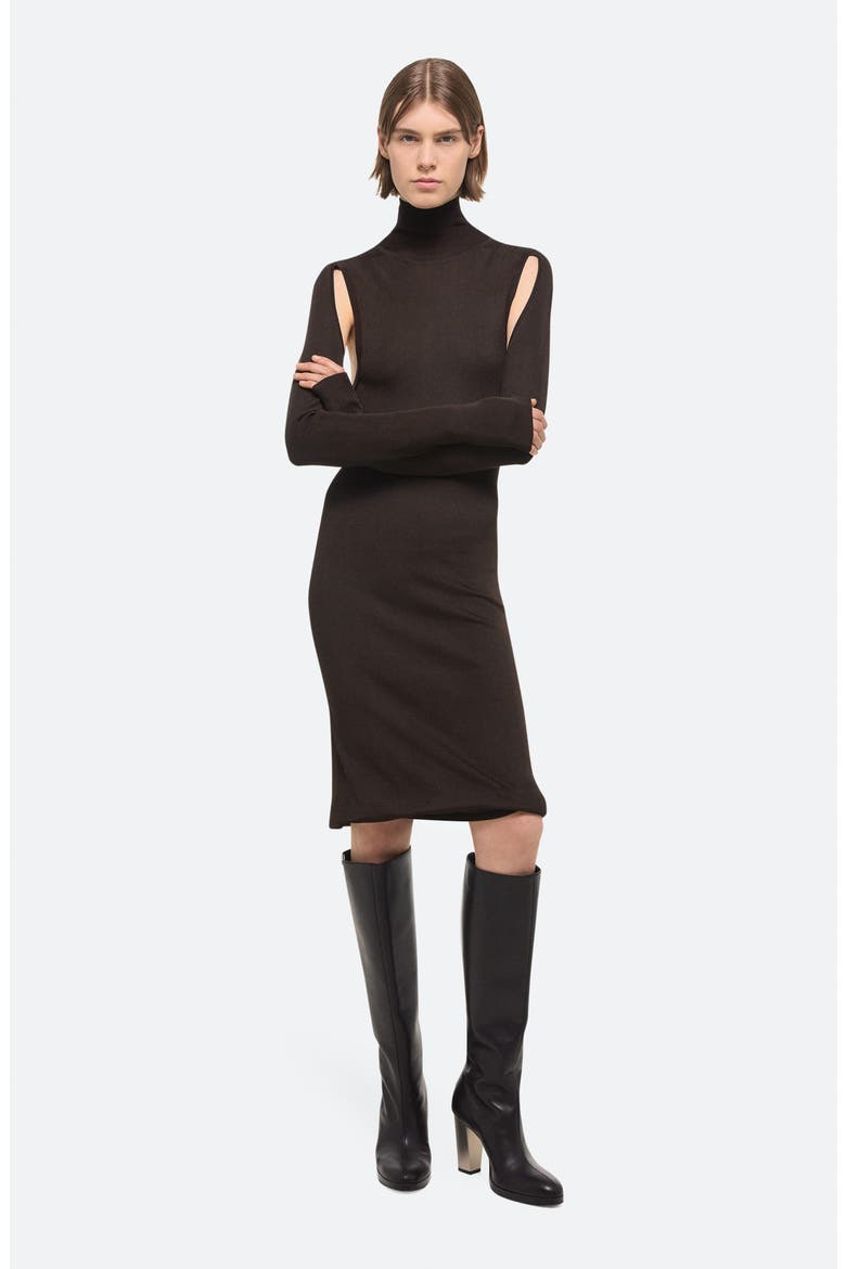 Mock Neck Long Sleeve Cutout Dress, Alternate, color, ESPRESSO - D1P