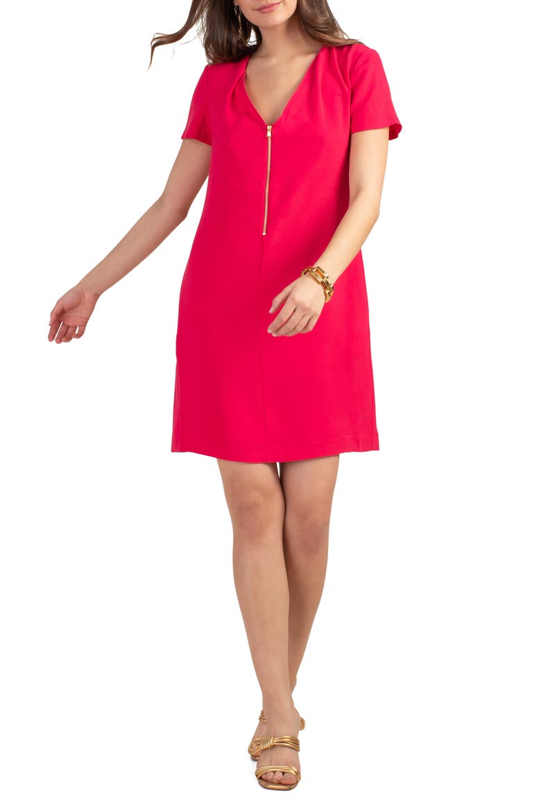 Banning 2 Front Zip Shift Dress, Main, color, TE AMO PINK
