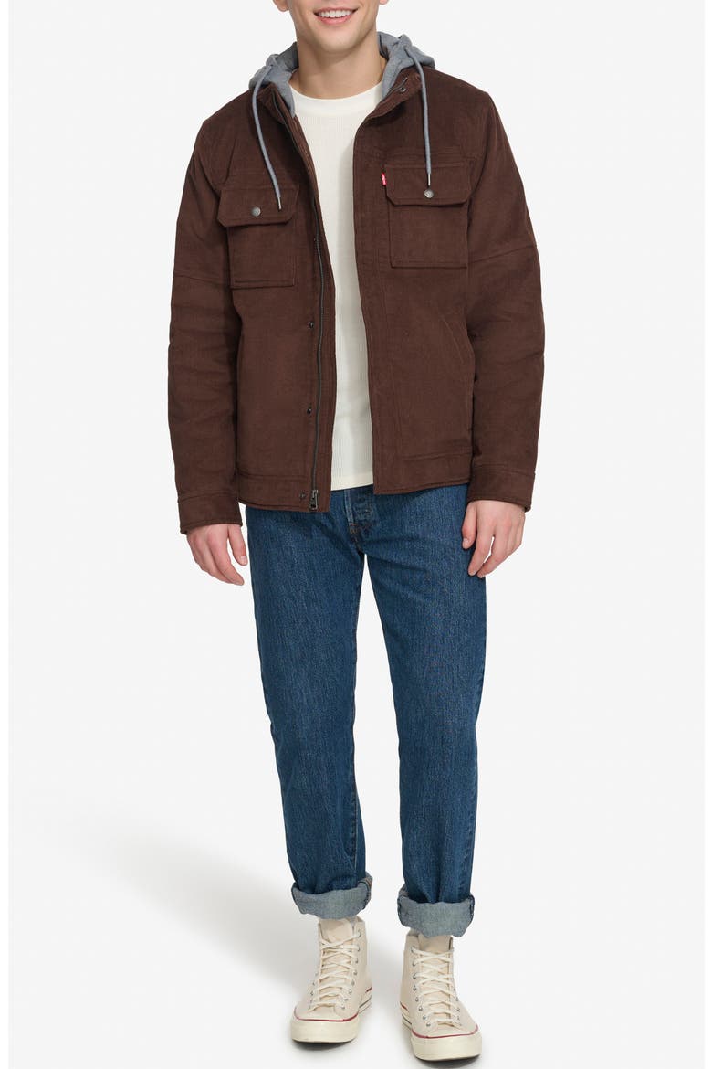 Hooded Corduroy Jacket, Alternate, color, CHOCOLATE BROWN