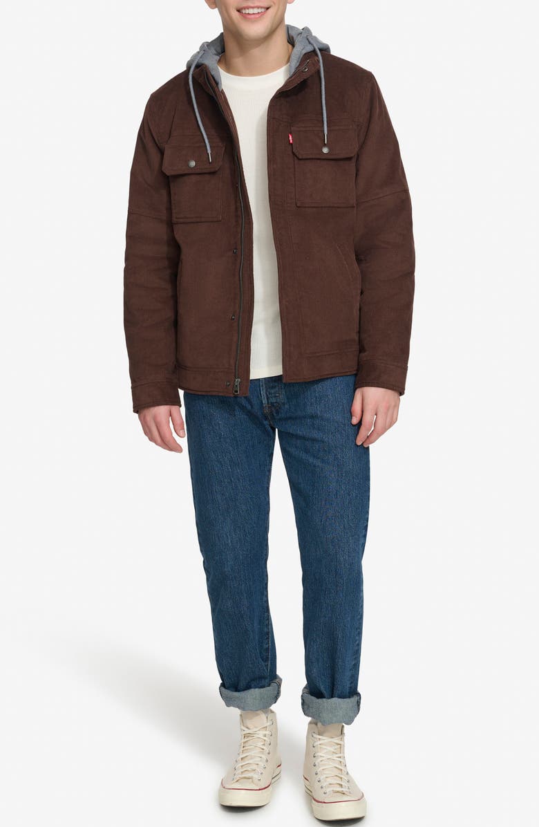 Levi's Hooded Corduroy Jacket, Alternate, color, Chocolate Brown