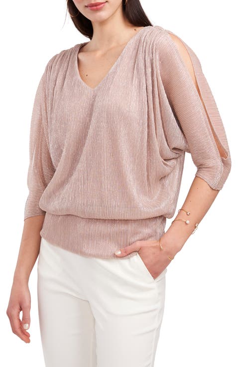 Metallic V-Neck Blouse