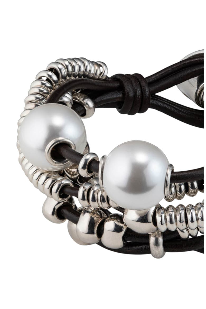 Smooth Leather Loop Bracelet, Alternate, color, Silver