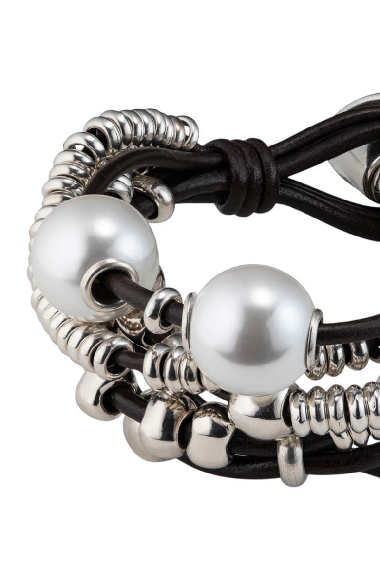 UNODE50 Smooth Leather Loop Bracelet, Alternate, color, Silver