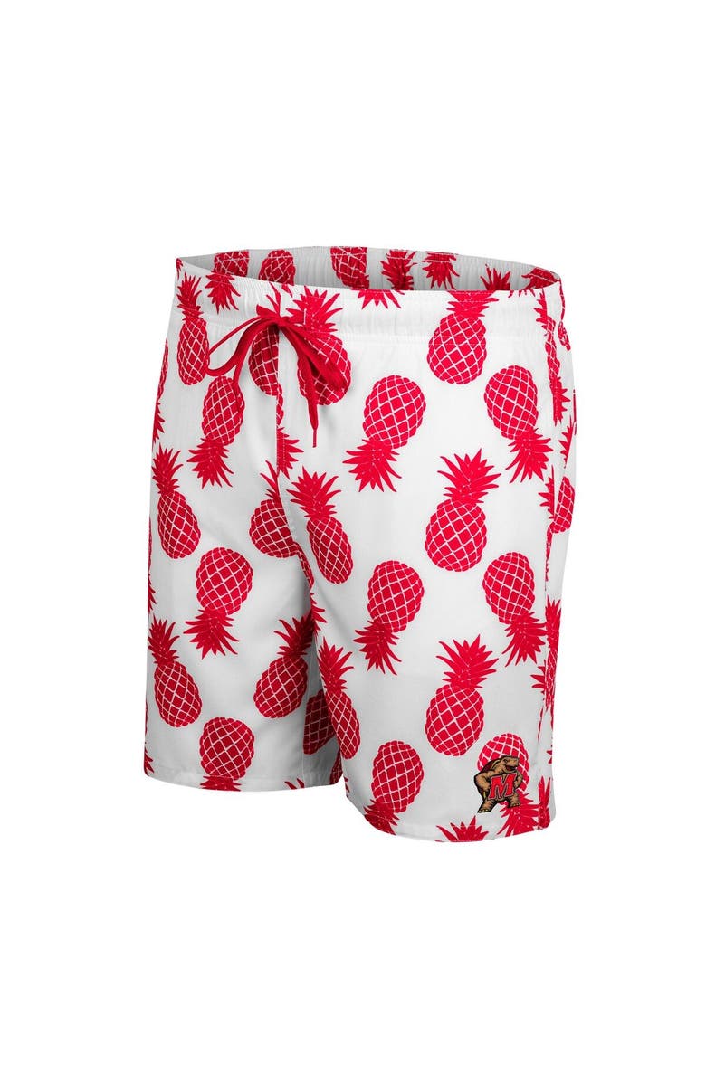 COLOSSEUM Men's Colosseum White Maryland Terrapins Pineapples Swim Shorts, Alternate, color, 