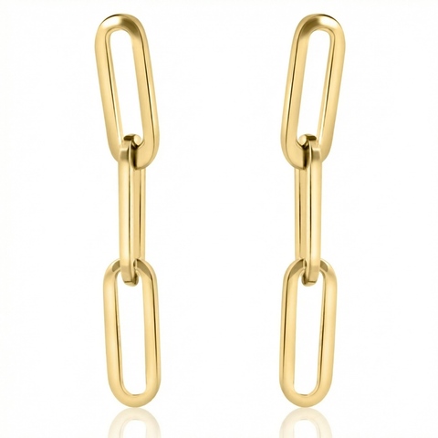 14k Gold Clip Dangle Women's Earrings 3/4" Tall