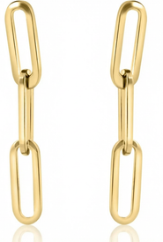 Bliss Diamond 14k Gold Clip Dangle Women's Earrings 3/4" Tall