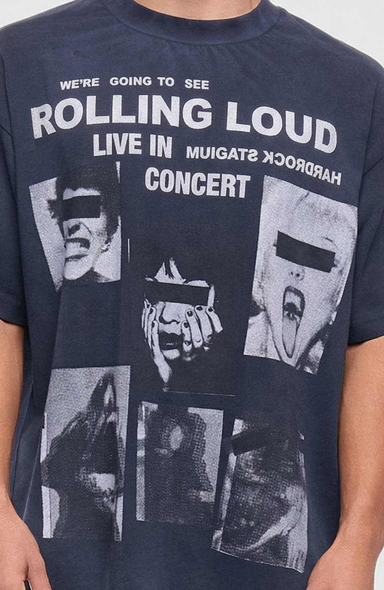 Rolling Loud Live in Concert Oversize Cotton Graphic T-Shirt, Alternate, color, Washed Navy