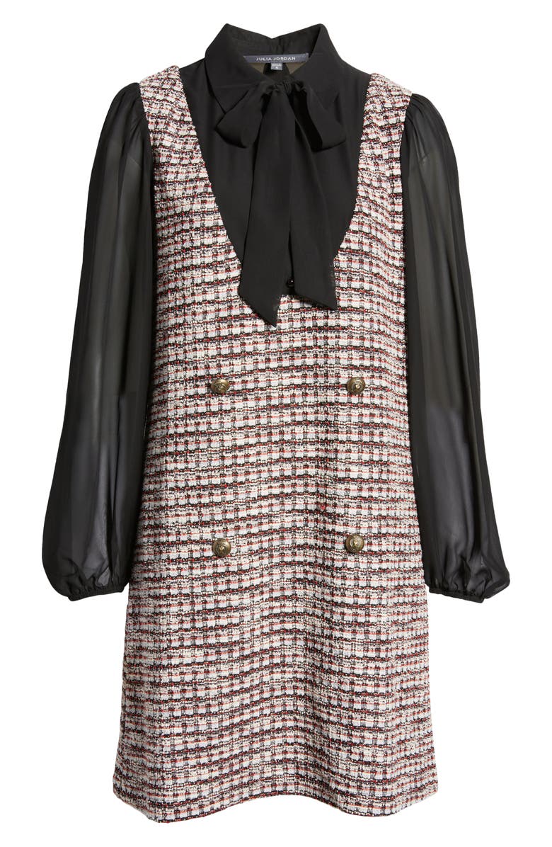 Julia Jordan Long Sleeve Tweed Minidress, Alternate, color, Ivory/ Blue