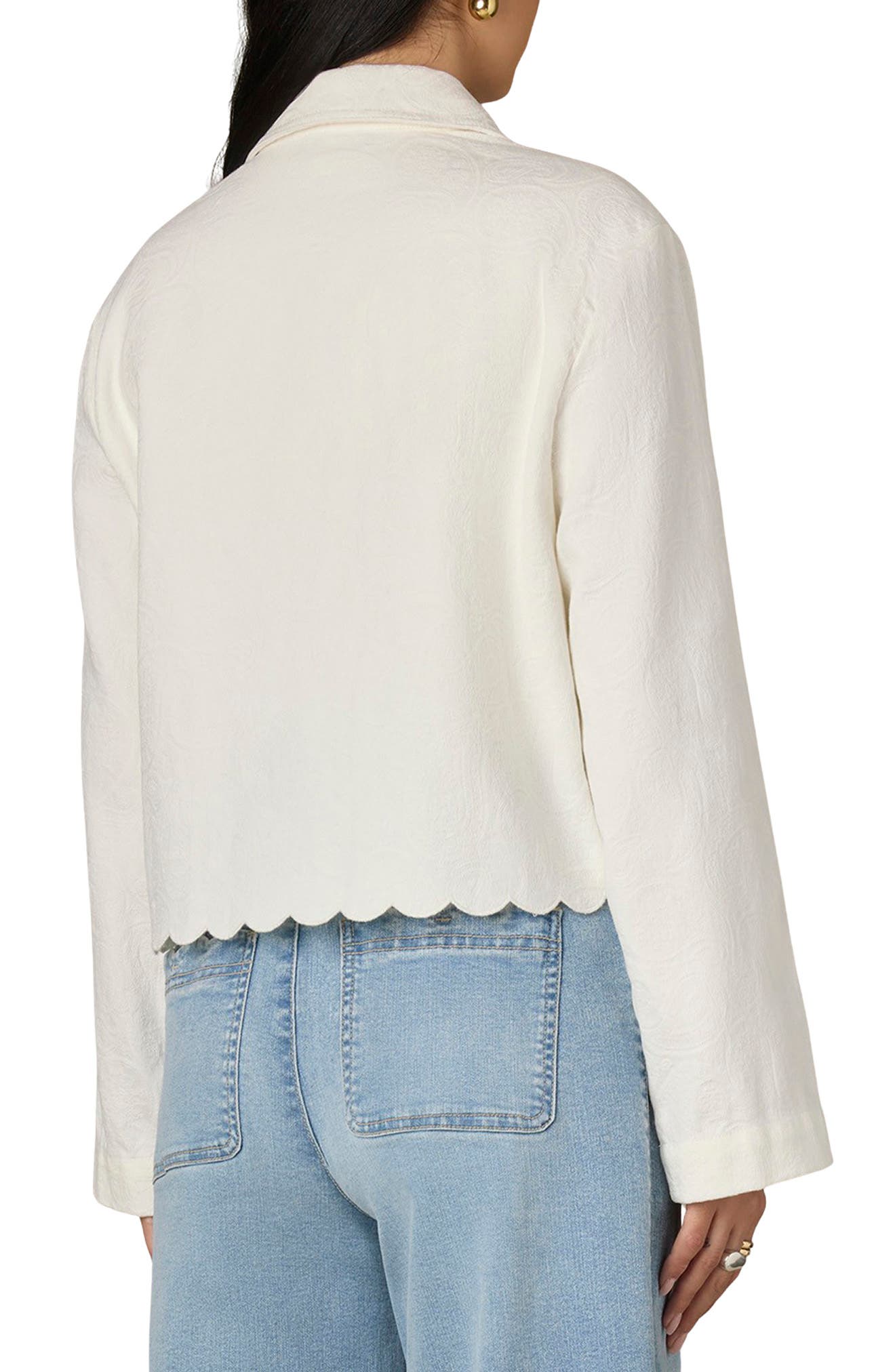Scallop Detail Cotton Crop Jacket - image 2