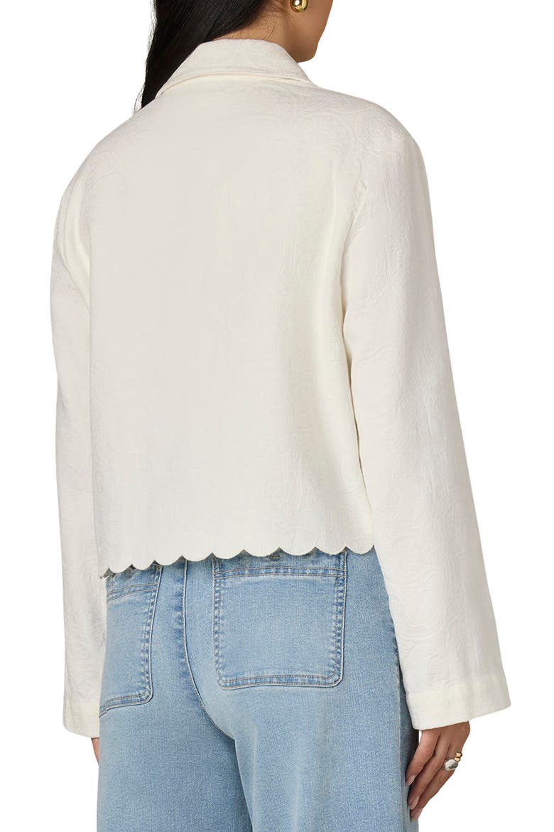 Scallop Detail Cotton Crop Jacket, Alternate, color, WHITE