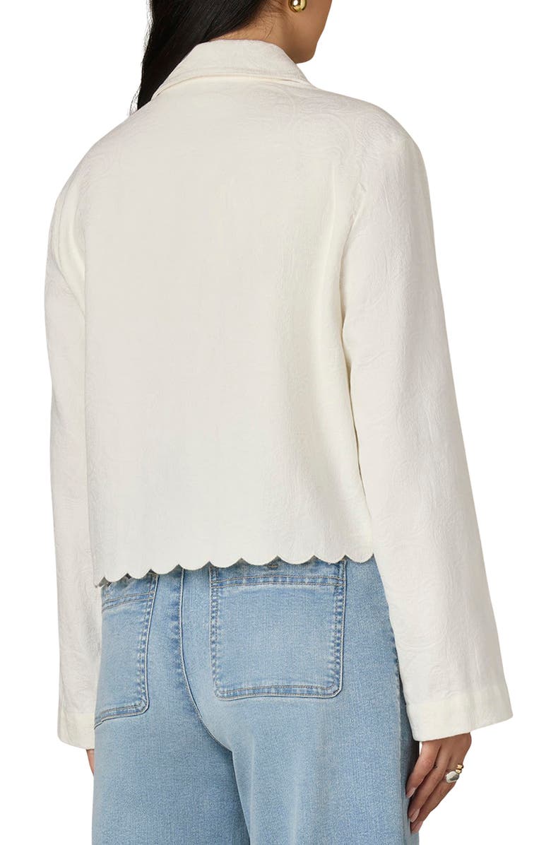 Wit & Wisdom Scallop Detail Cotton Crop Jacket, Alternate, color, White