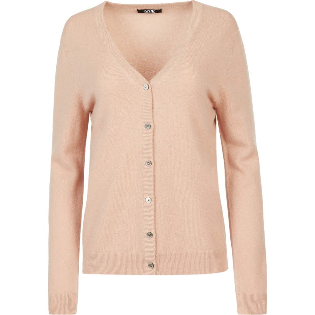 Gobi Mongolian Cashmere Cashmere V-neck Cardigan In Toasted Almond