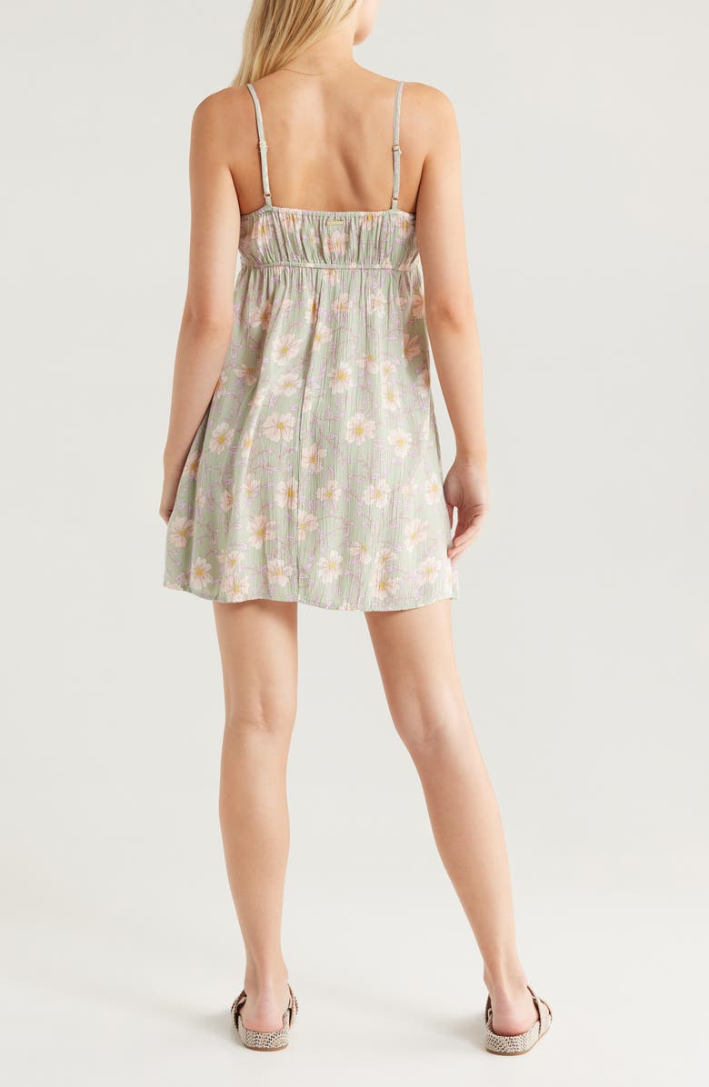 Billabong Last Sunset Floral Print Crinkle Minidress, Alternate, color, Pistachio
