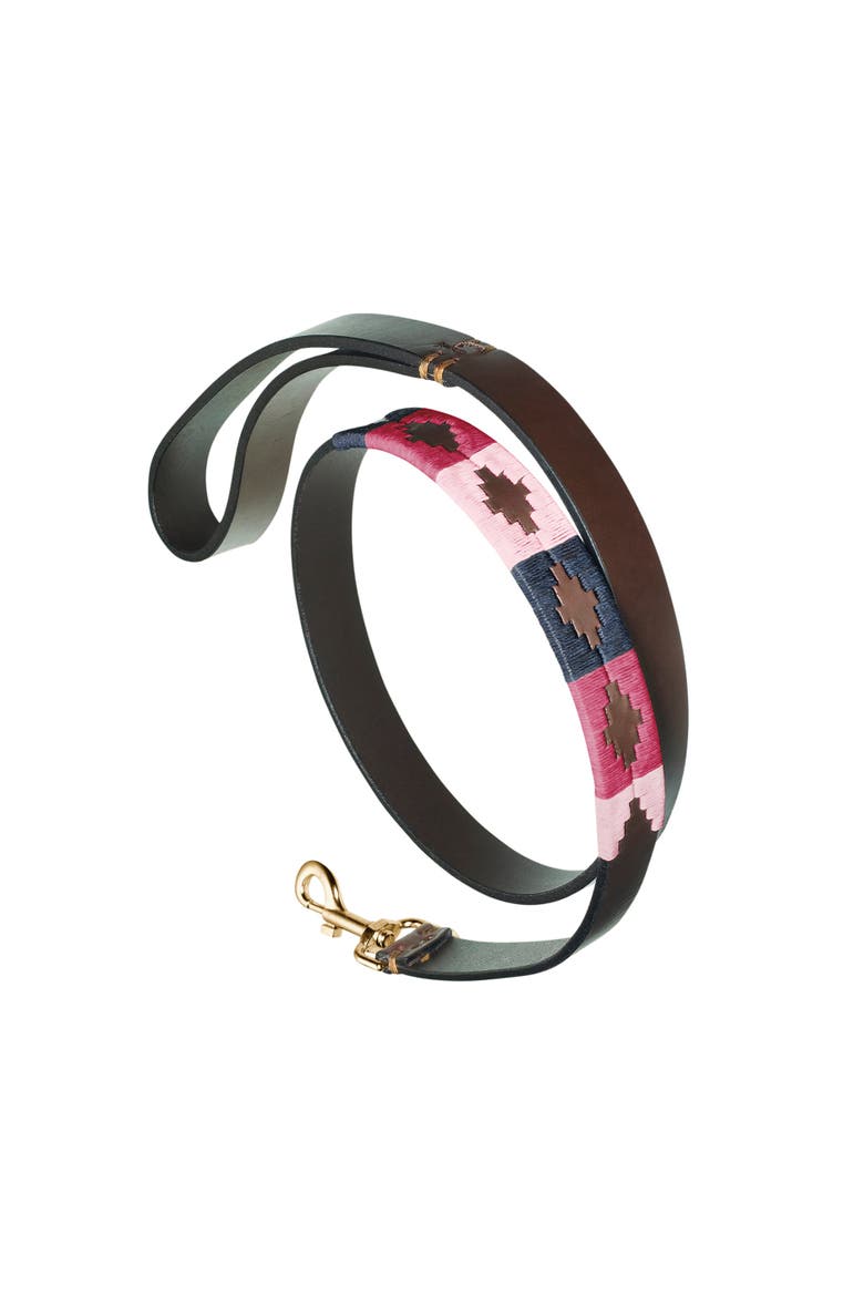 Pampa Dog Lead - Petalo, Main, color, Brown/Navy/Pink/Bright Fuchsia