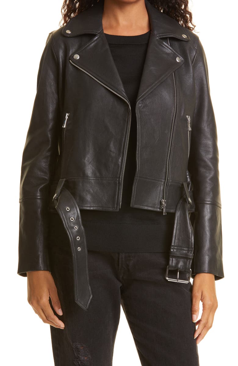 Club Monaco Classic Leather Moto Jacket, Main, color, 