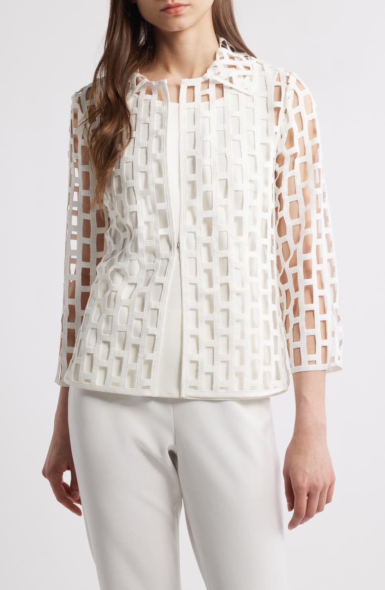 Ming Wang Cage Cutout Jacket, Main, color, White