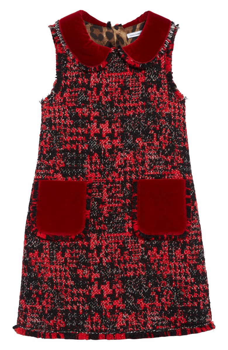 Dolce&Gabbana Velvet & Tweed Dress, Main, color, 