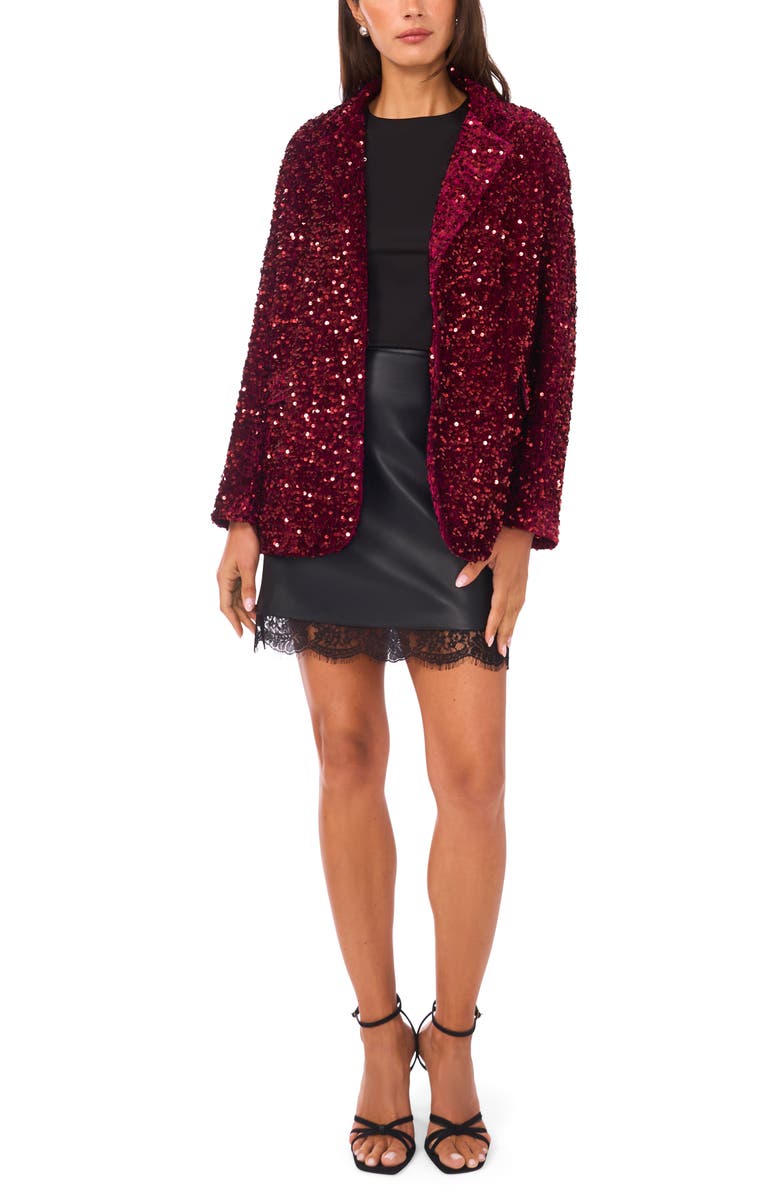 Vince Camuto Sequin Relaxed Blazer, Alternate, color, Crimson