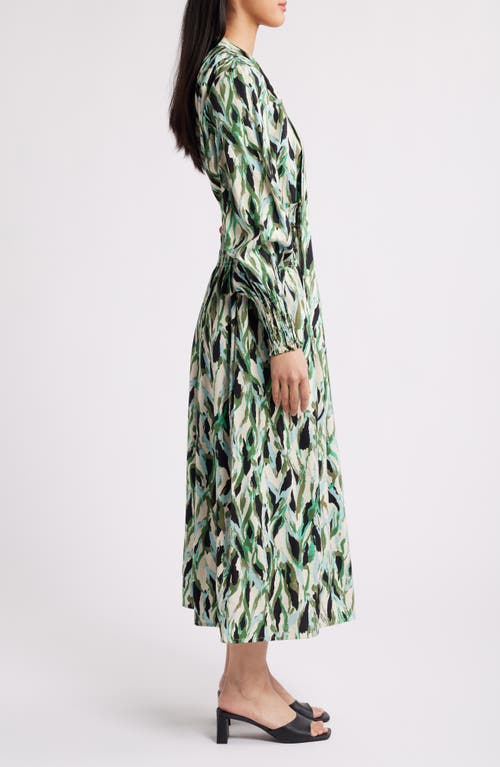 Masai Copenhagen Nomina Abstract Print Long Sleeve Dress In Dark Lichen Green