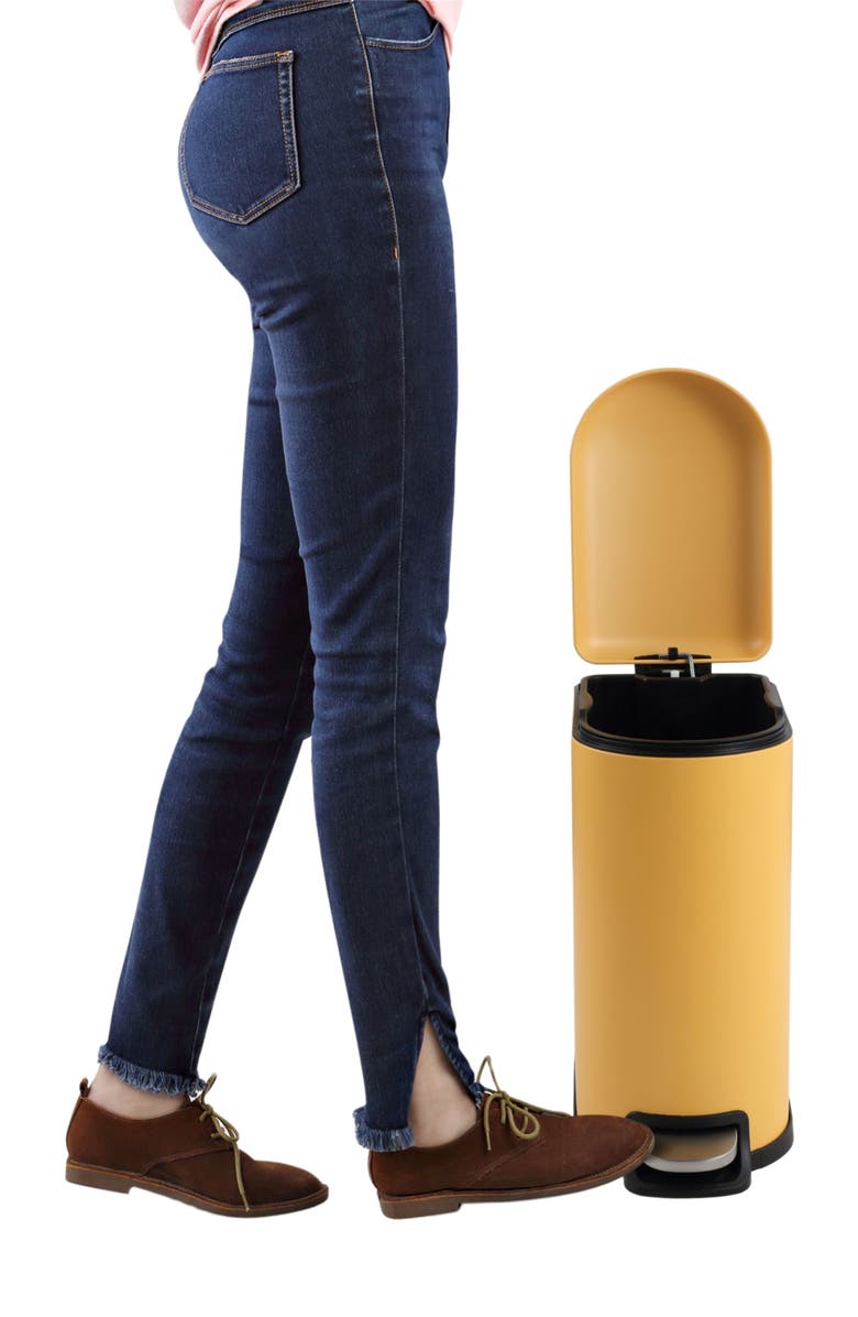 HAPPIMESS Roland Mini 2.6-Gallon Step-Open Trash Can, Alternate, color, Daffodil Yellow