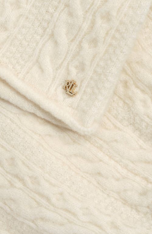 Lauren Ralplh Lauren Mini Cable Knit Slouchy Hat In White