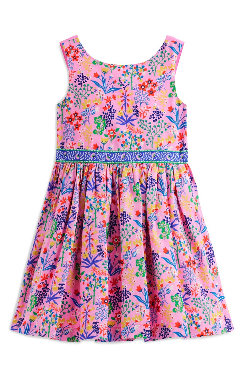Mini Boden Kids' Floral Print Cotton Dress, Main, color, Meadowsweet Pink Garden Floral