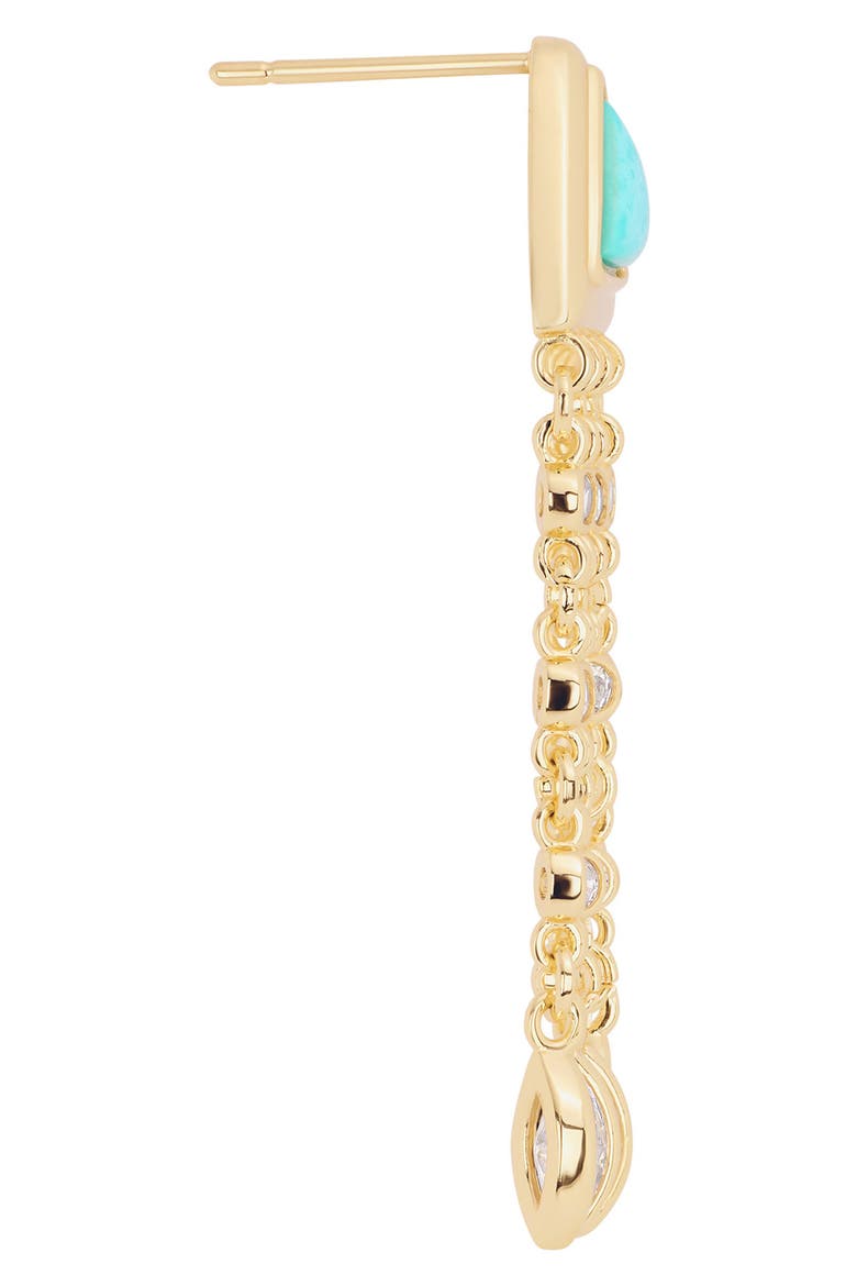 Turquoise & Cubic Zirconia Fringe Drop Earrings, Alternate, color, GOLD