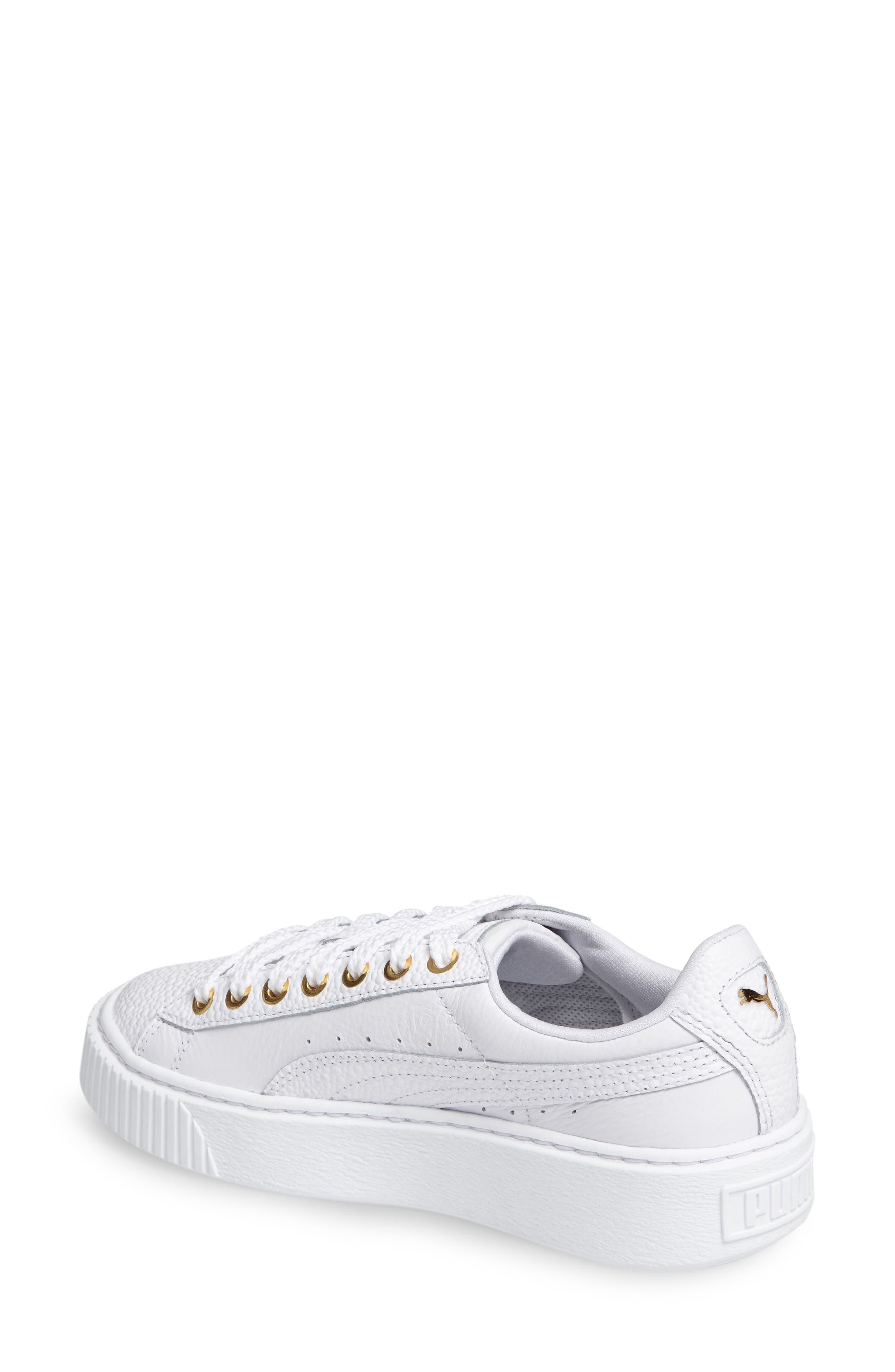 Basket Platform Sneaker, Alternate, color, WHITE/ TEAM GOLD