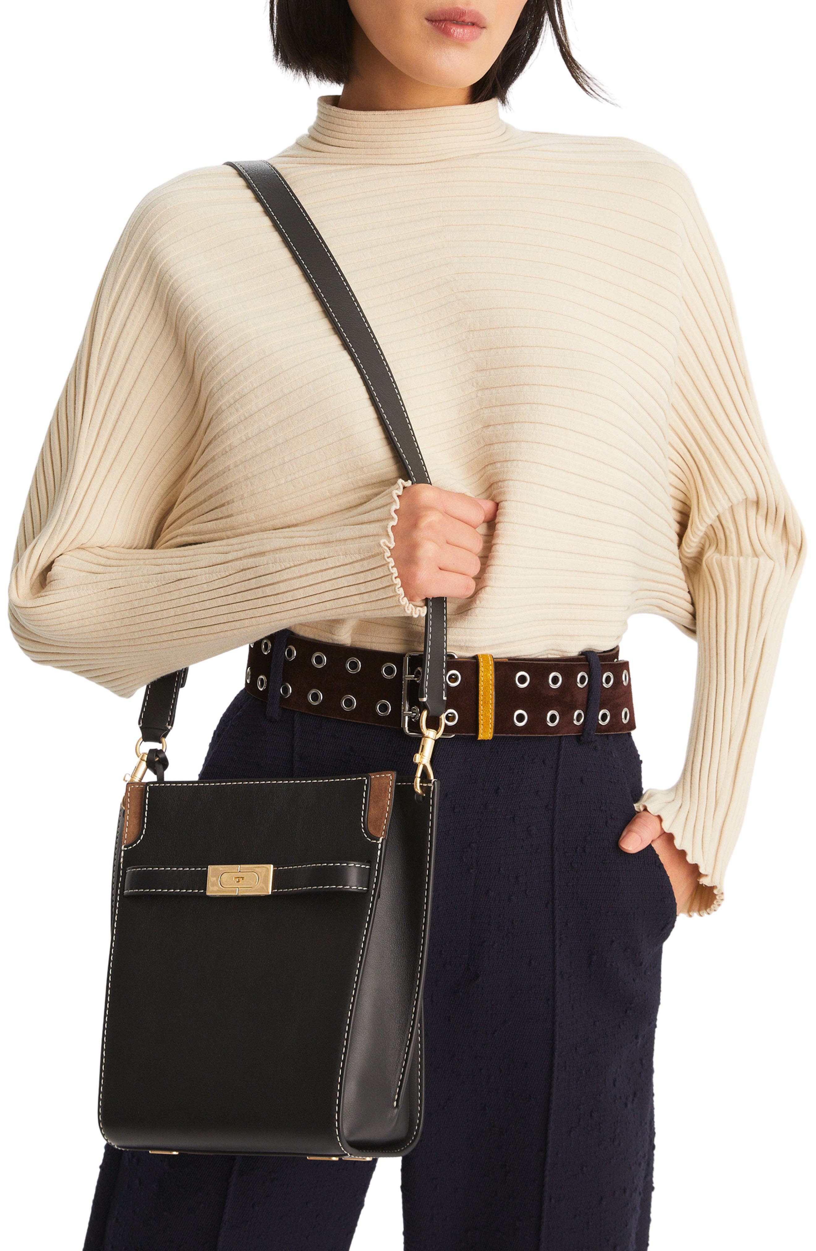 Tory Burch Lee Radziwill Leather Double Bucket Bag, Alternate, color, 