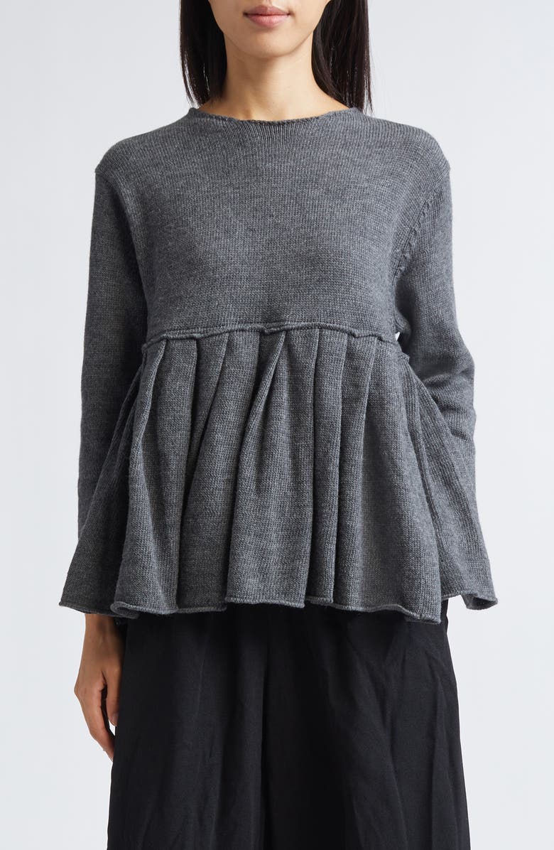 Comme des Garçons Comme des Garçons Wool Jersey Peplum Sweater, Main, color, Charcoal