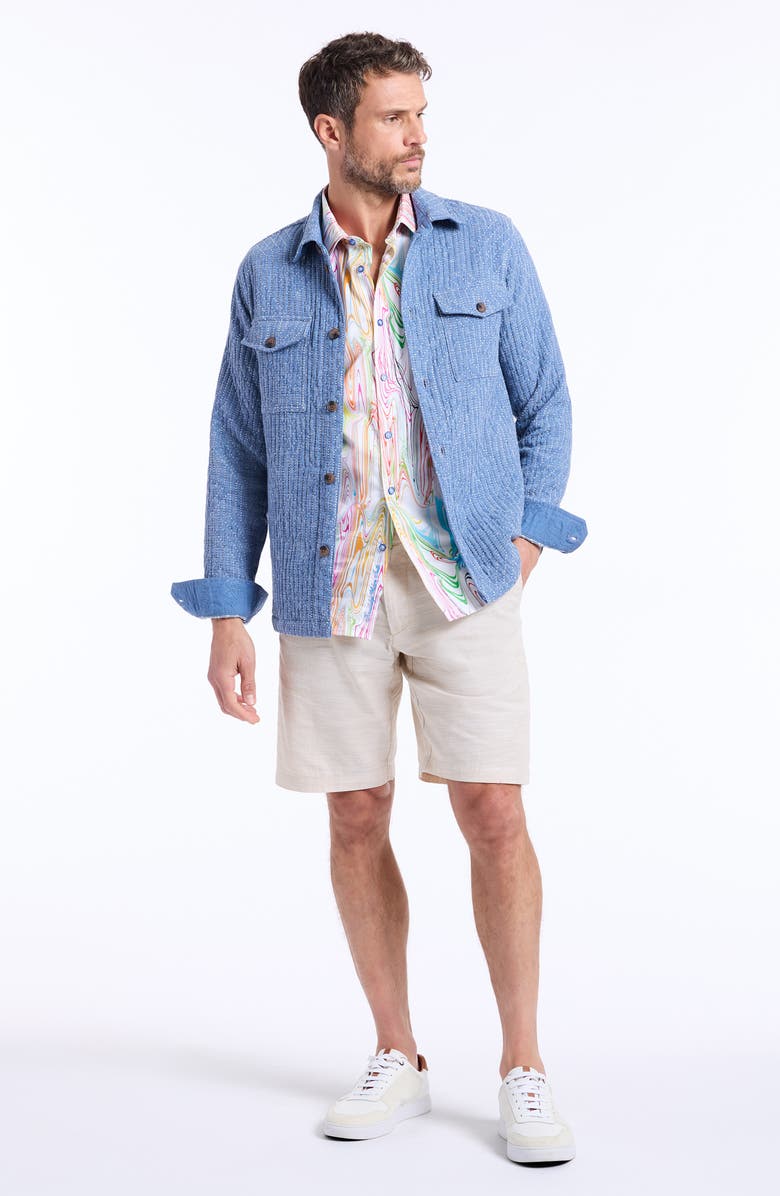Robert Graham Shawell Woven Shirt Jacket, Alternate, color, Blue