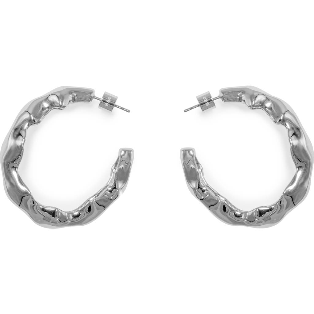 Black Suede Studio Las Hoop Earrings In Silver