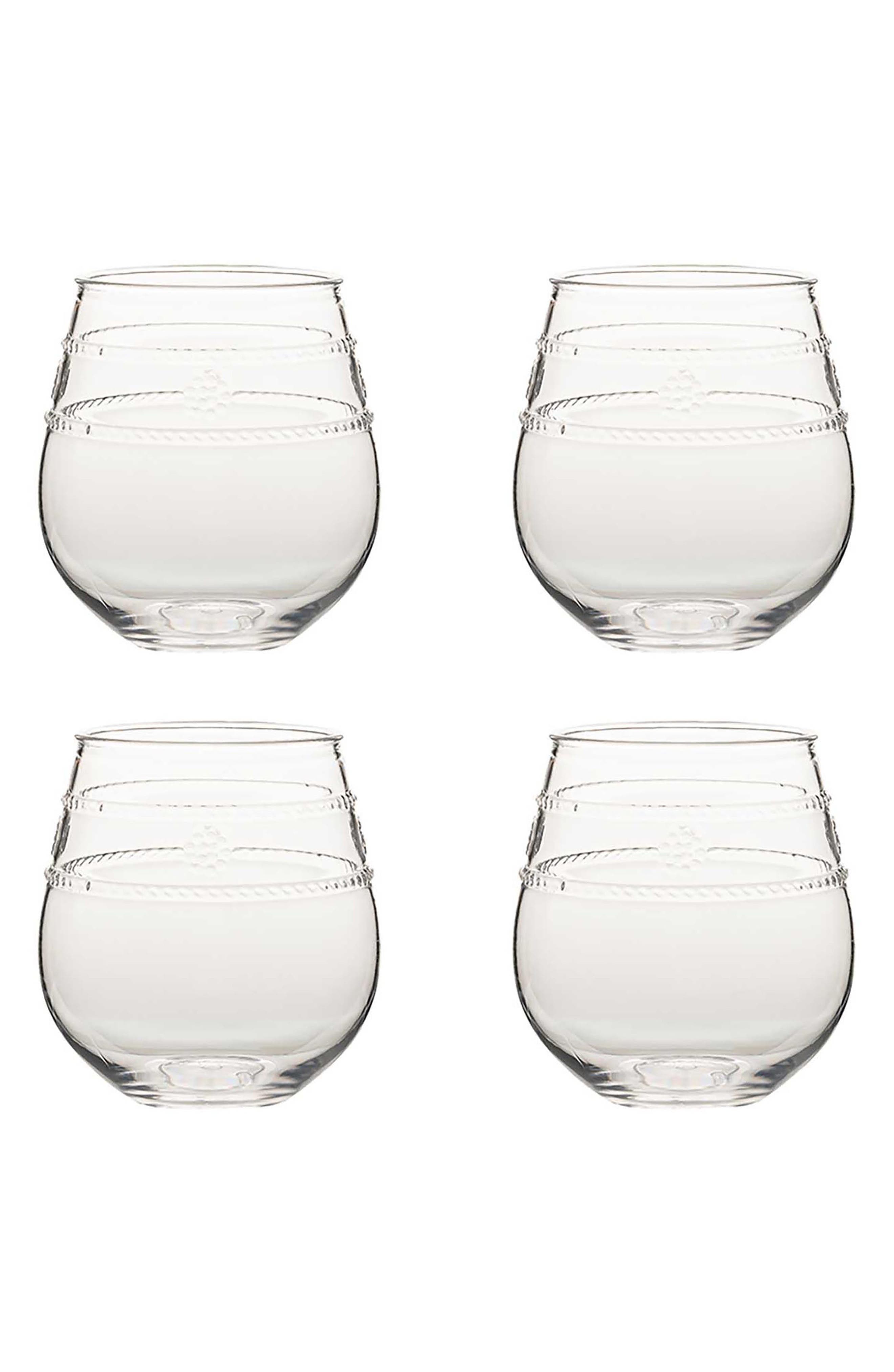 Juliska Isabella Set of 4 Acrylic Stemless Wine Glasses - Clear
