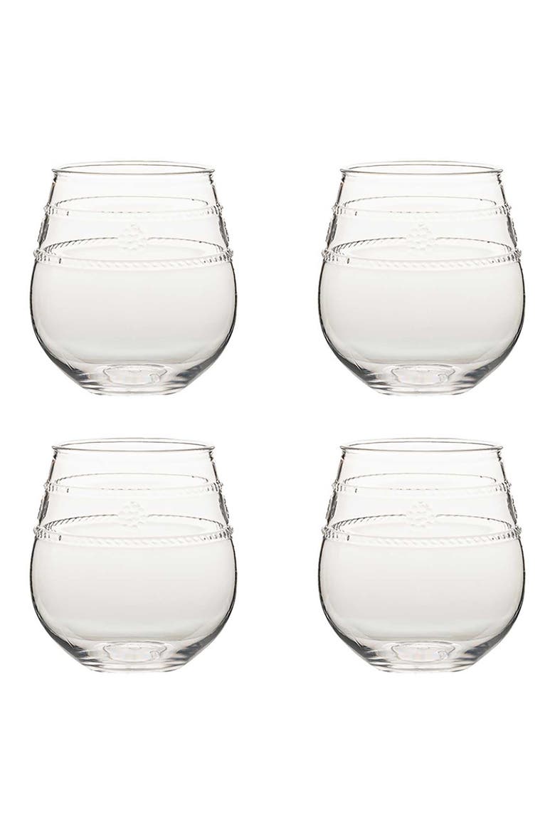 Isabella Set of 4 Acrylic Stemless Wine Glasses, Main, color, CLEAR