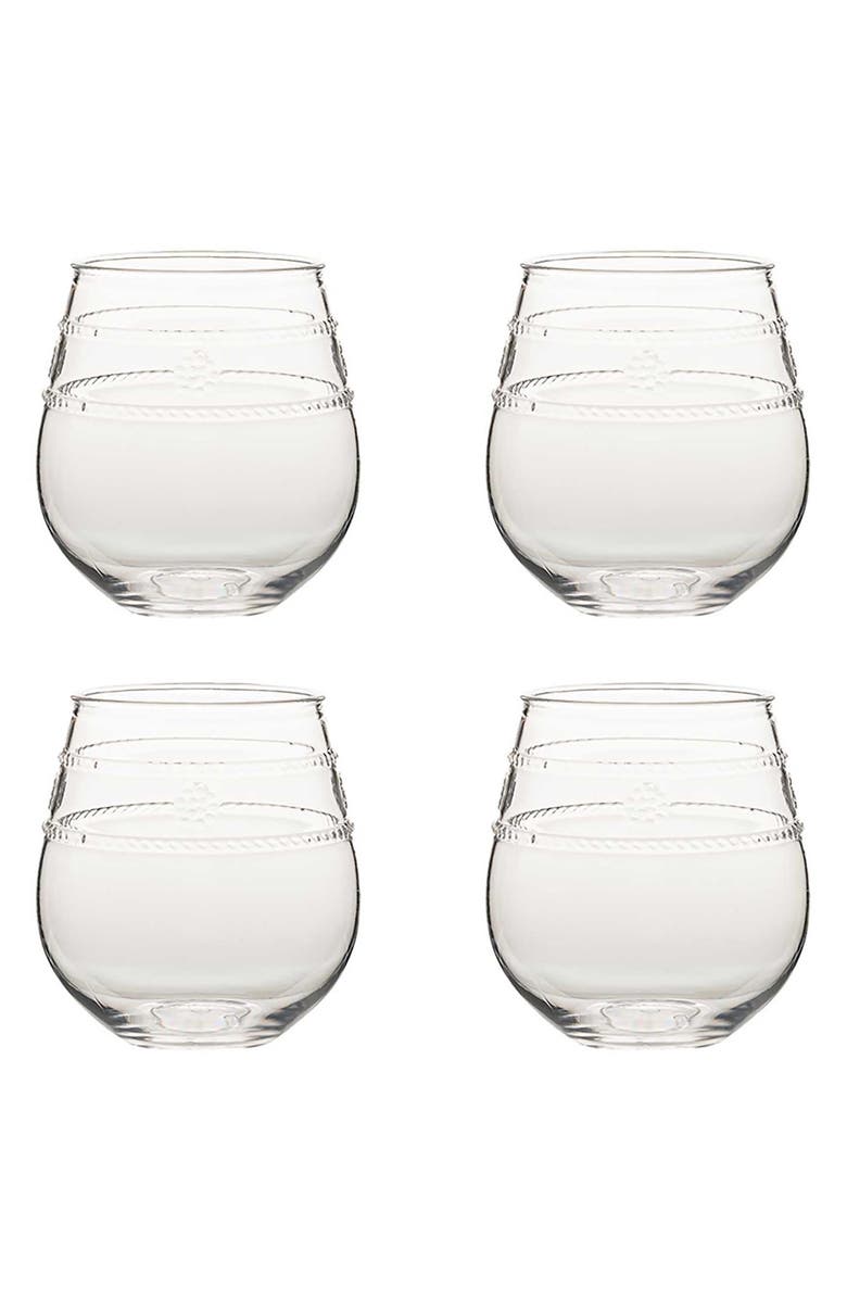 Juliska Isabella Set of 4 Acrylic Stemless Wine Glasses, Main, color, Clear