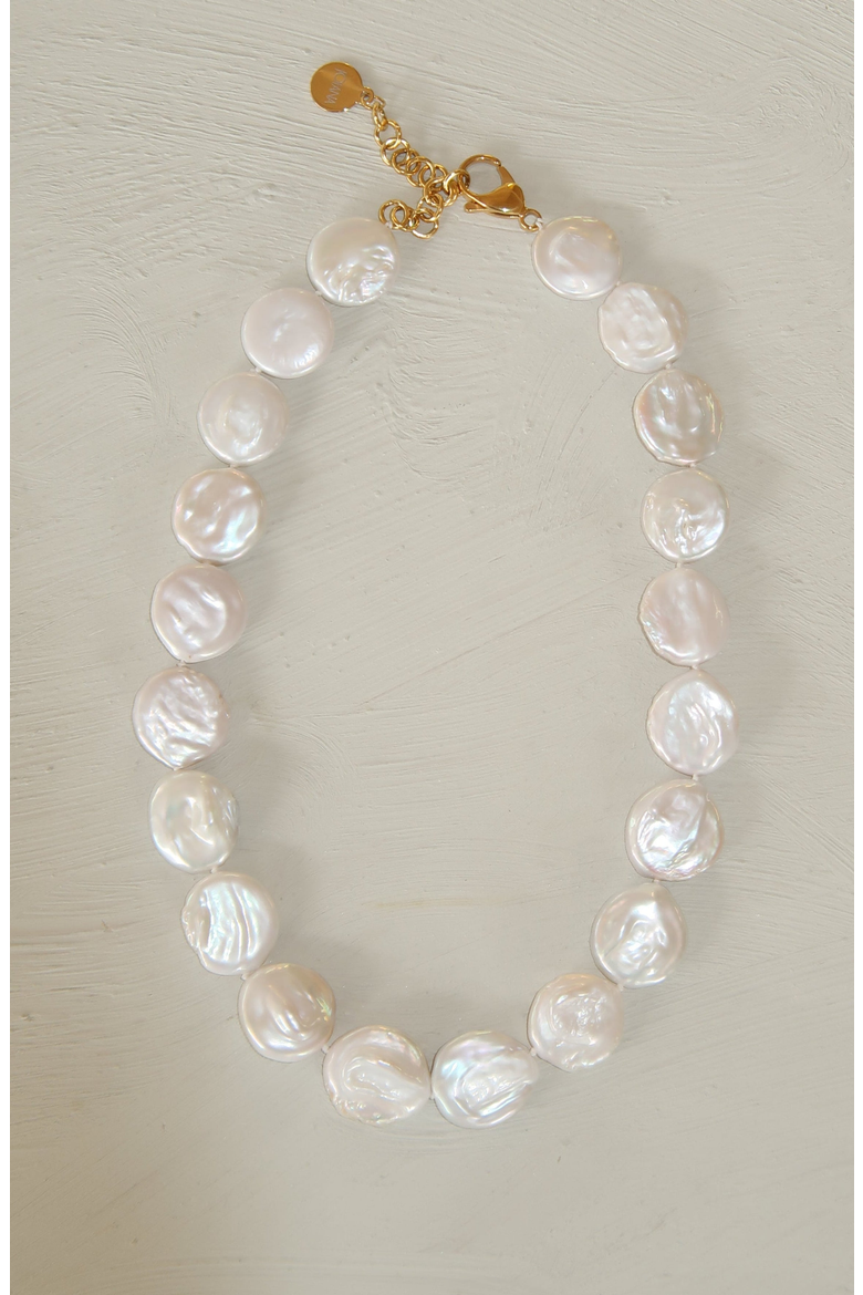 Coin Pearl Necklace, Alternate, color, Off White / Gold