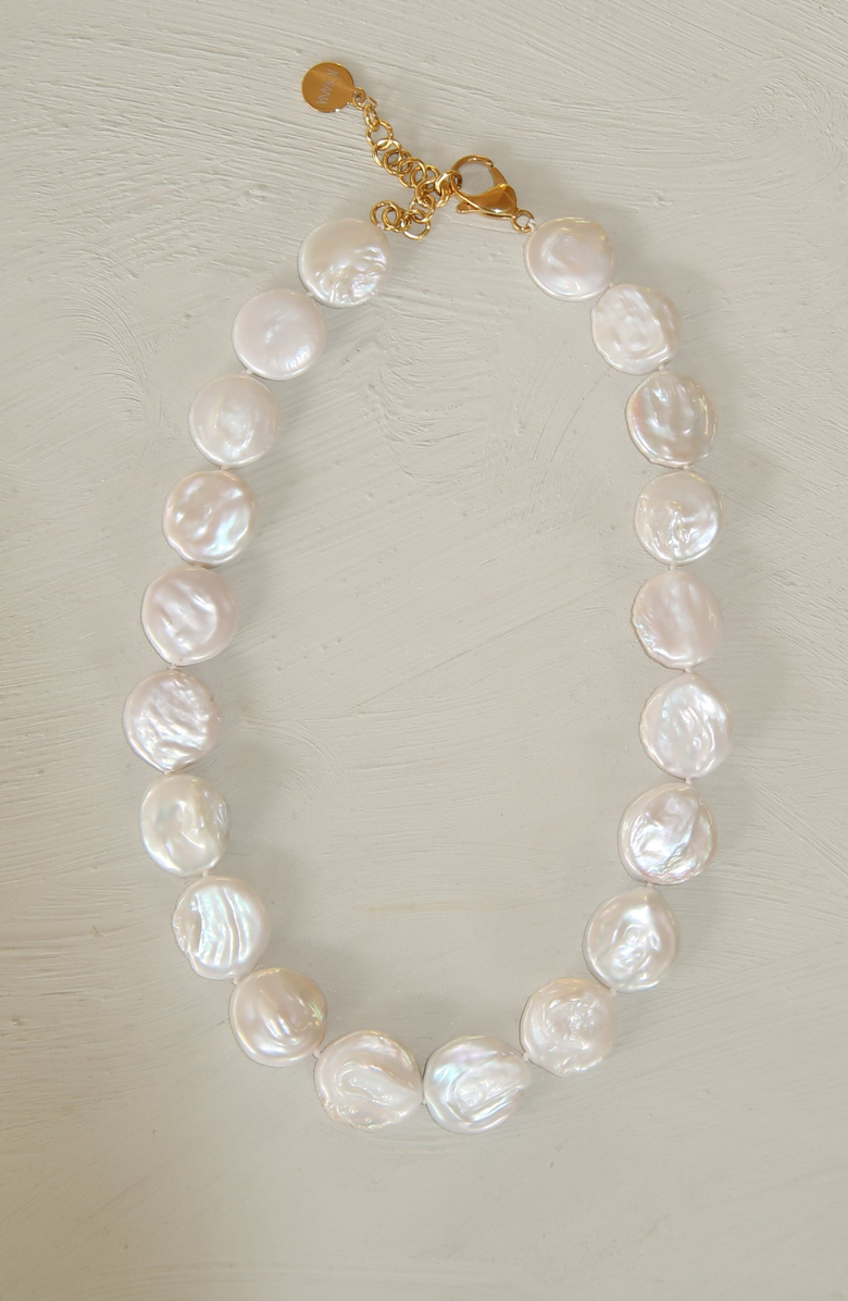 Joiana Jewelry Coin Pearl Necklace, Alternate, color, Off White / Gold