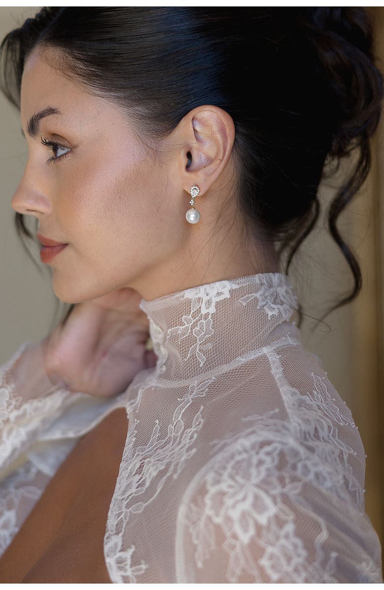 Untamed Petals Melody Pearl Drop Earrings, Alternate, color, Gold