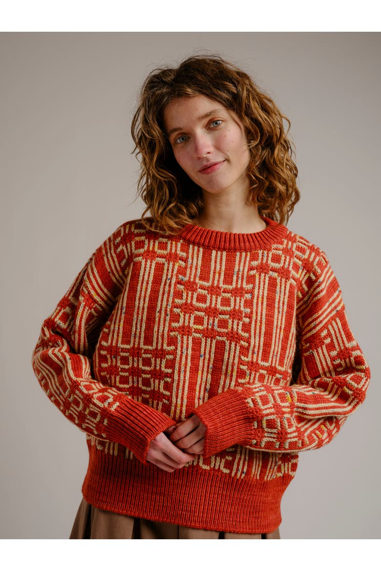 Passing Through Oversized Merino Sweater, Alternate, color, Brick