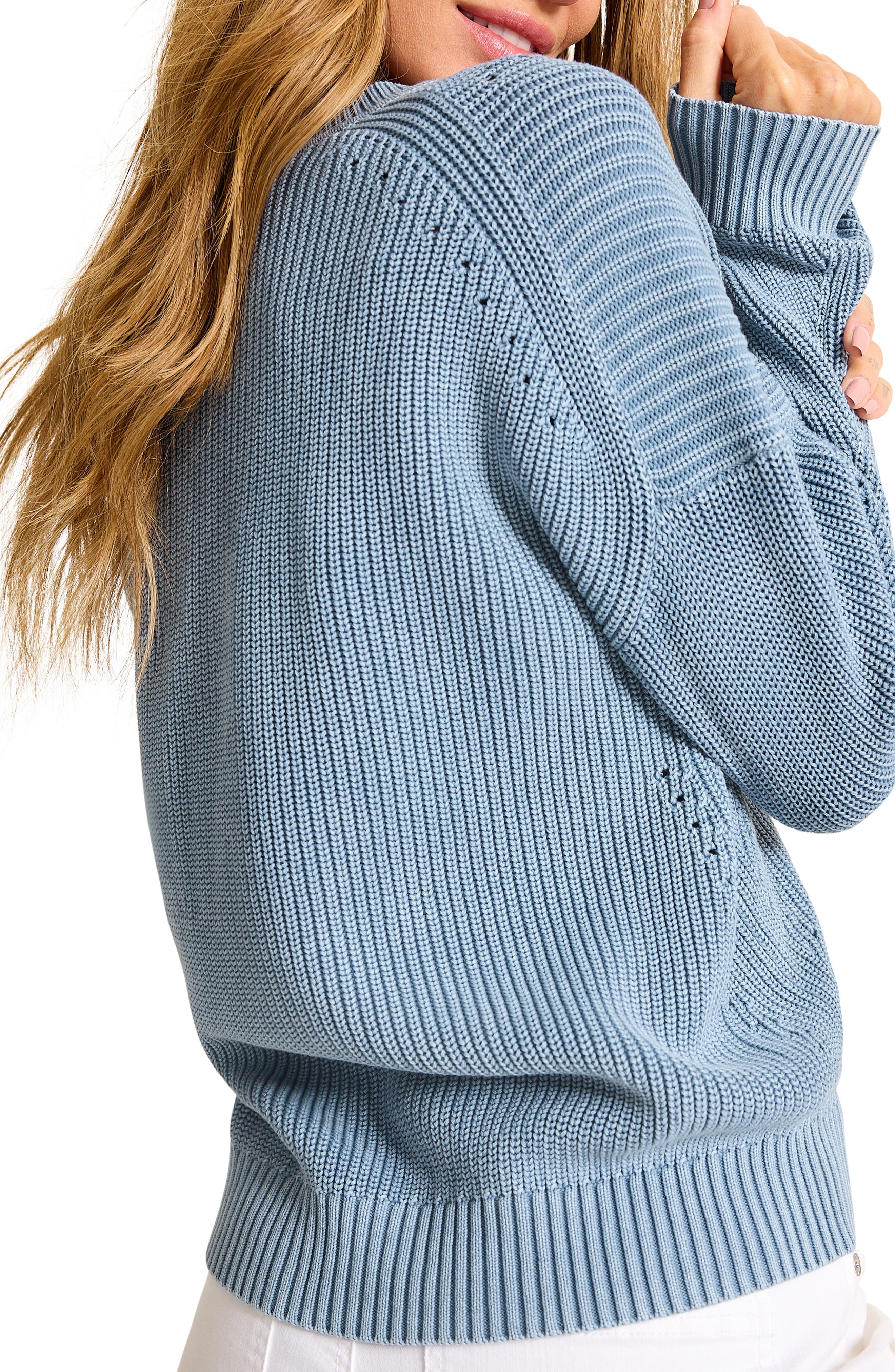 Indigo Palms Cotton V-Neck Sweater - image 2