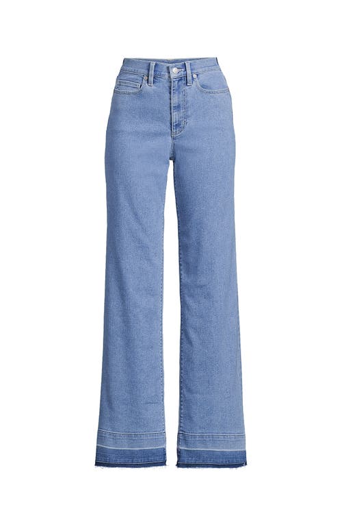 Lands' End Recover High Rise Wide Leg Blue Jeans In Hutton Blue Wash Released Hem