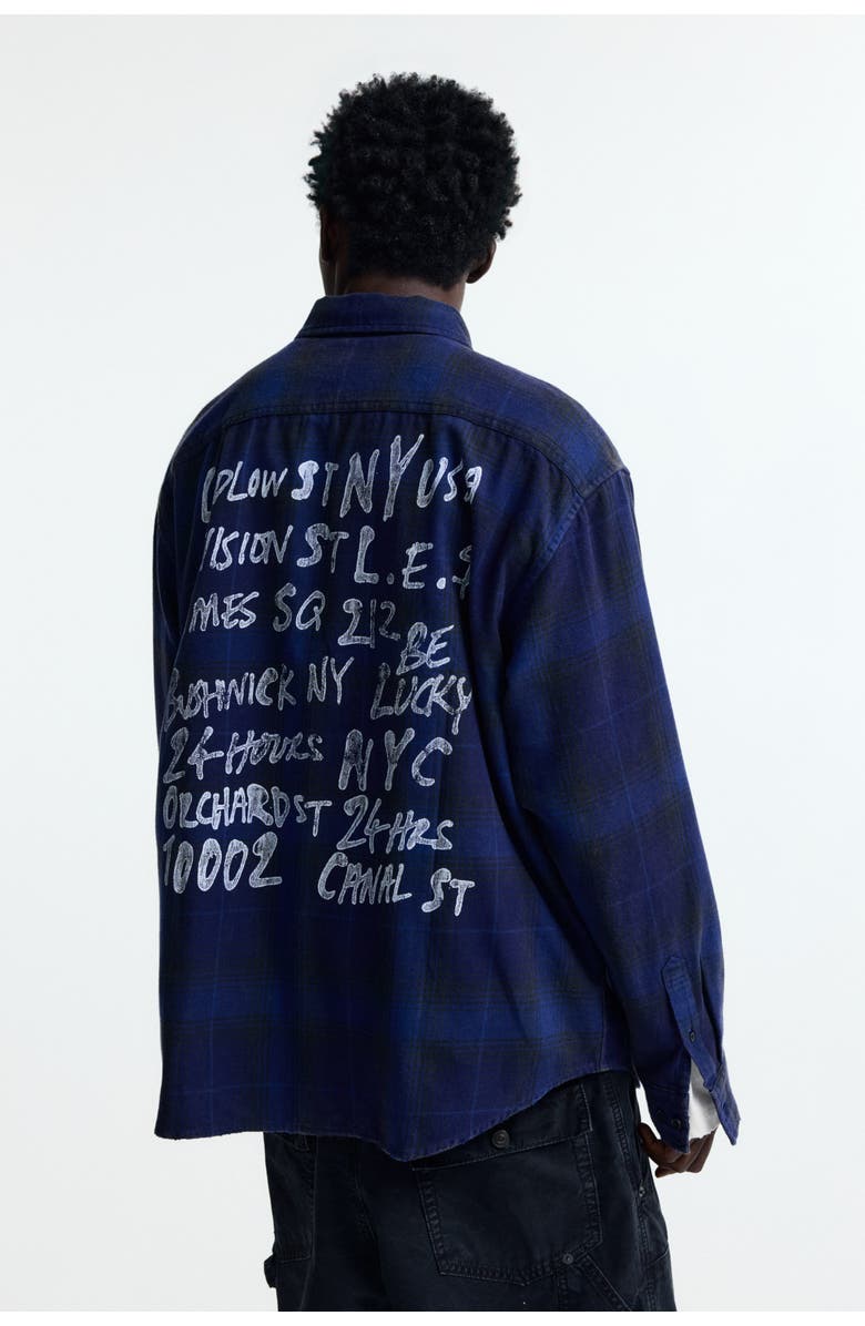 H&M Relaxed Fit Printed Shirt, Alternate, color, Dark Blue/Plaid