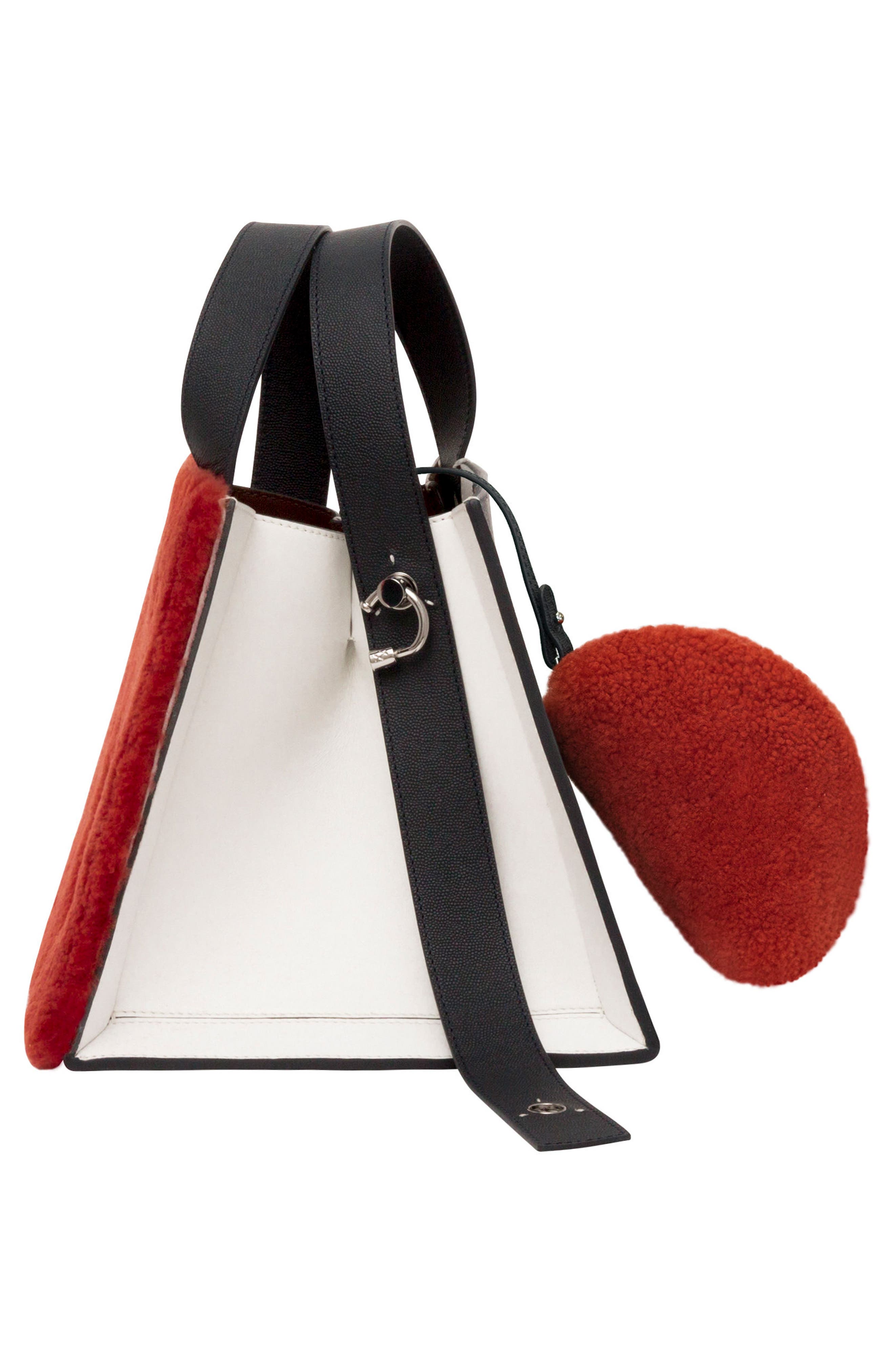 Margot Leather & Genuine Shearling Tote Bag, Alternate, color, SHEARLING BRICK