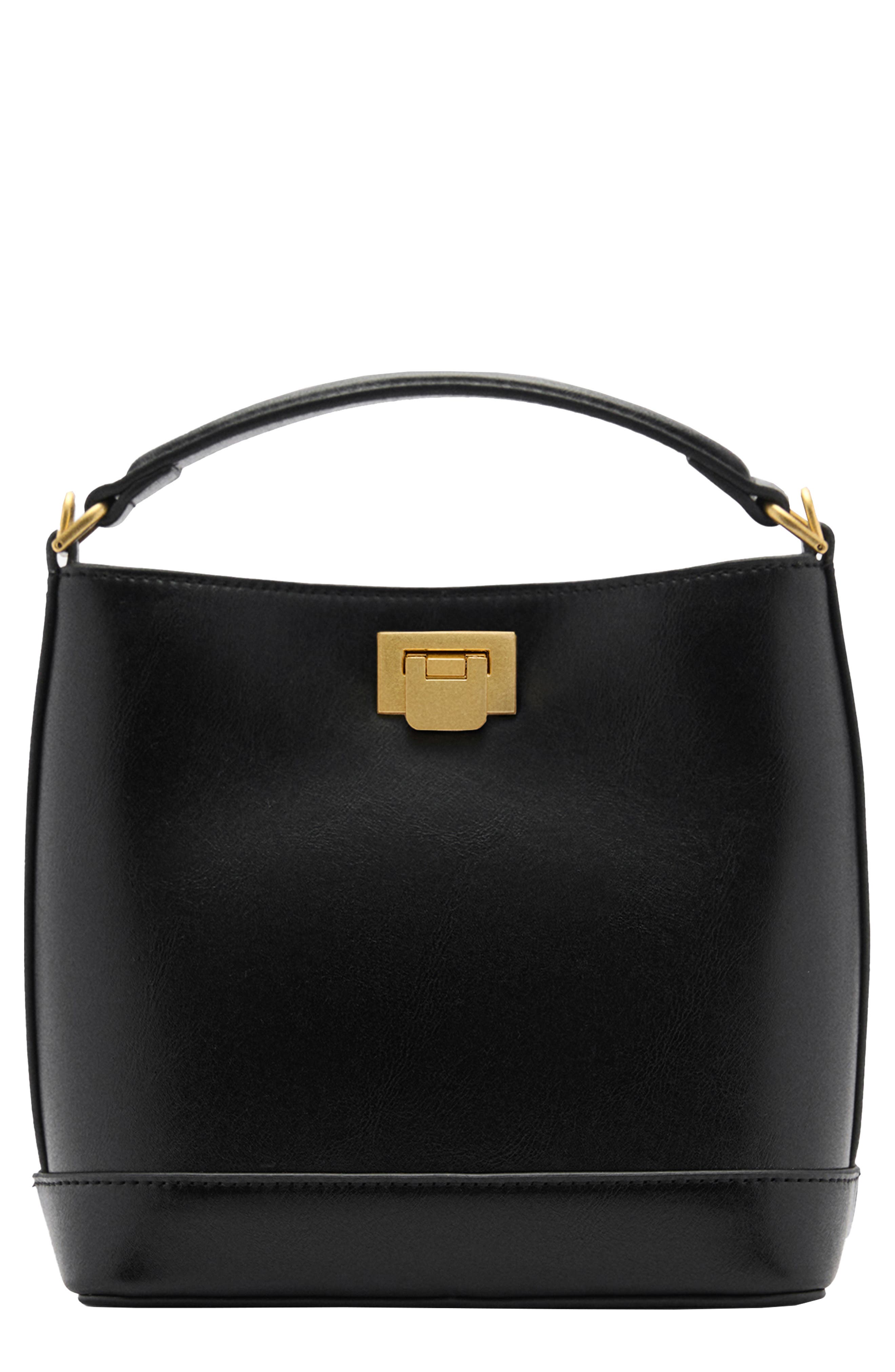 MANGO Mini Faux Leather Shopper Bag, Main, color, 
