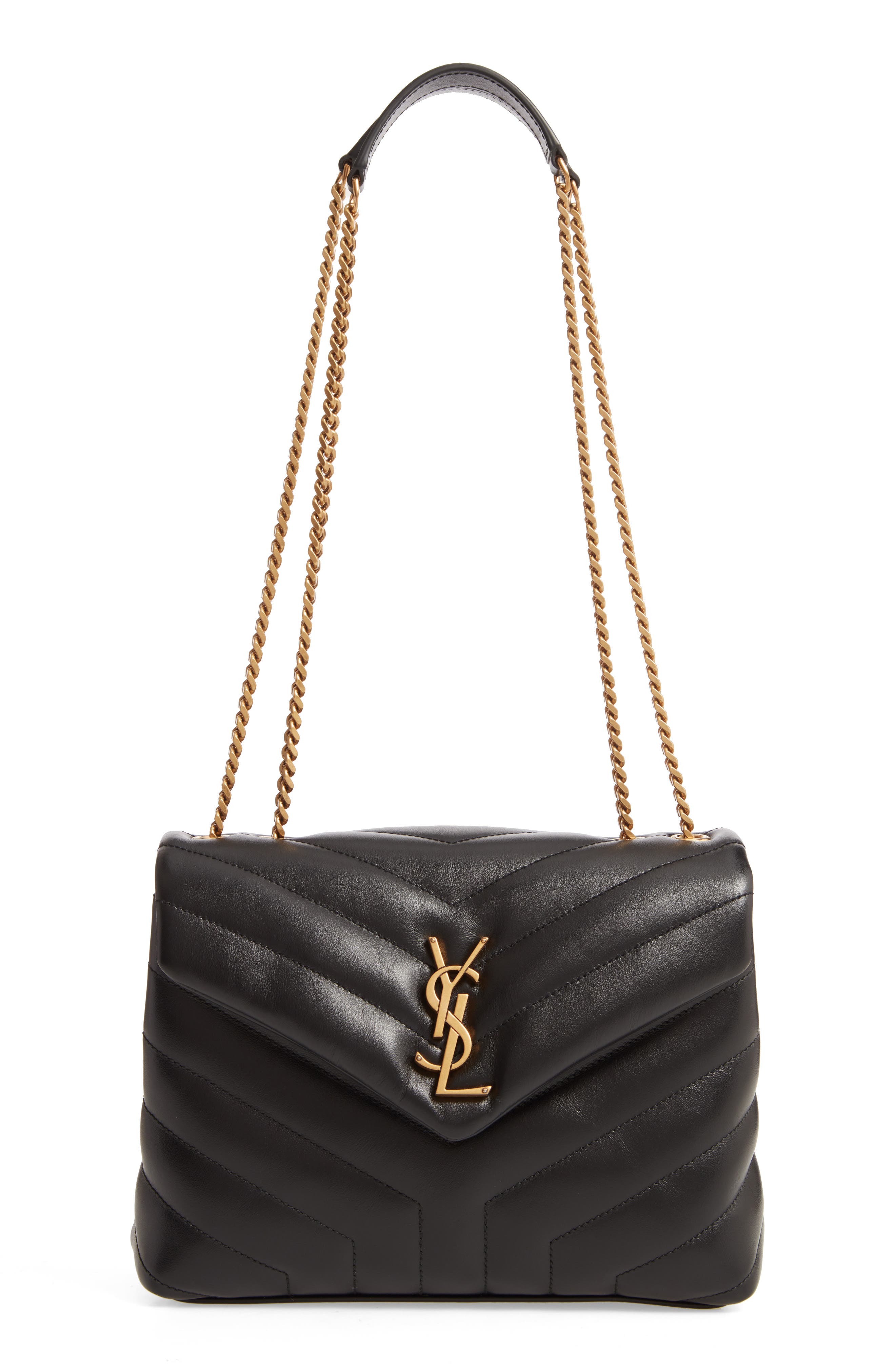 Small Loulou Chain Leather Shoulder Bag, Main, color, NOIR