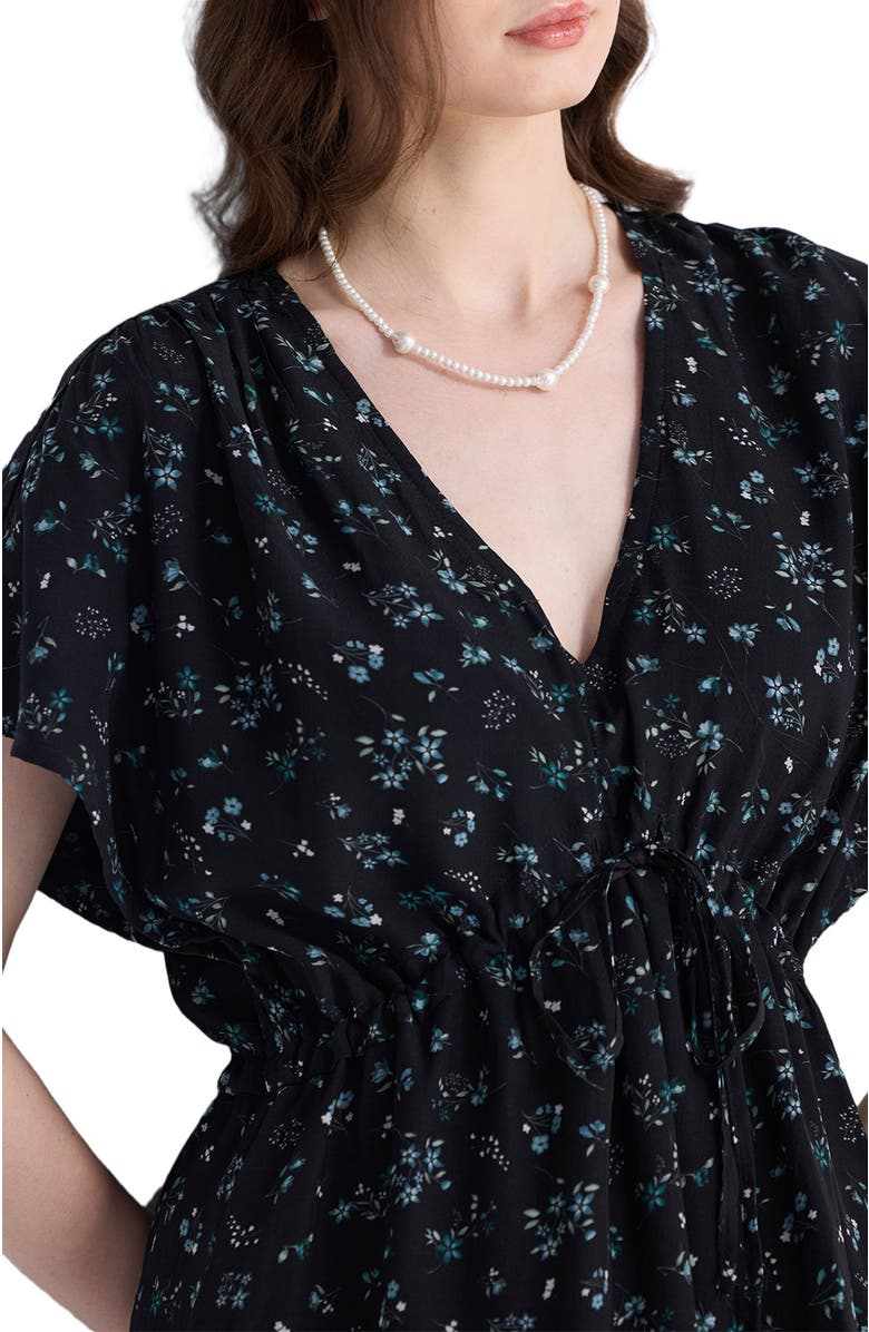 Reistor Gathered Knee-length Dress, Alternate, color, Ditzy Wildflowers