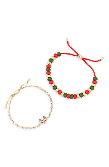 Baublebar Peppermint Mickey Set Of 2 Bracelets In Red